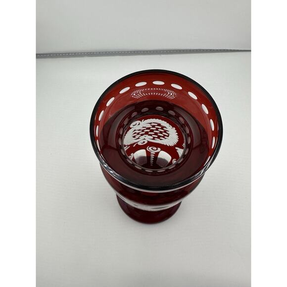 Antique Egermann Ruby Red cut to Clear Crystal Vase Bohemian 1920s Czech Rep - Picture 6 of 10